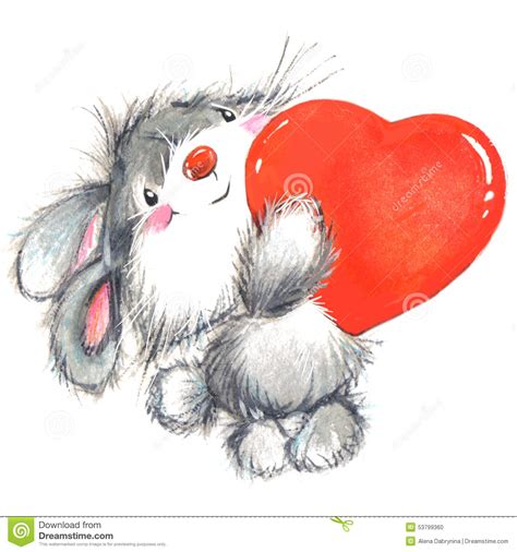 Valentine Day And Cute Animal Stock Illustration