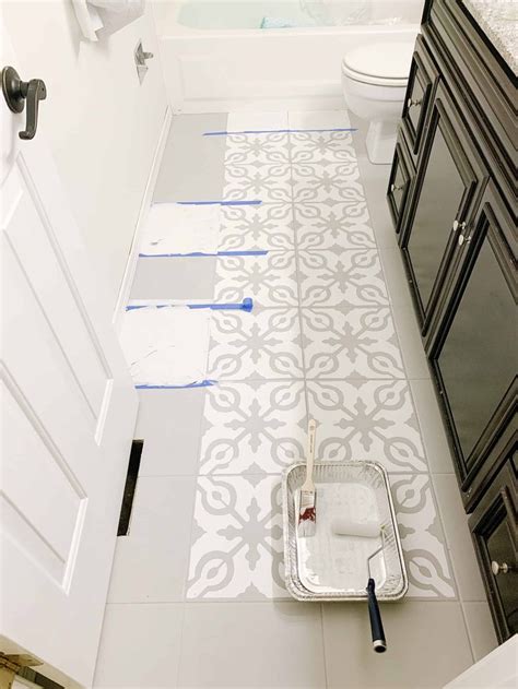 Check Out This Blog Post To See How I Painted And Stenciled These Tile Bathroom Floors To Take