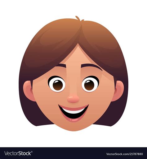 Young Woman Head Avatar Cartoon Face Character Vector Image English