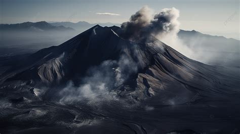 Aerial View Of A Volcano Emitting Steam Background Picture Of Active