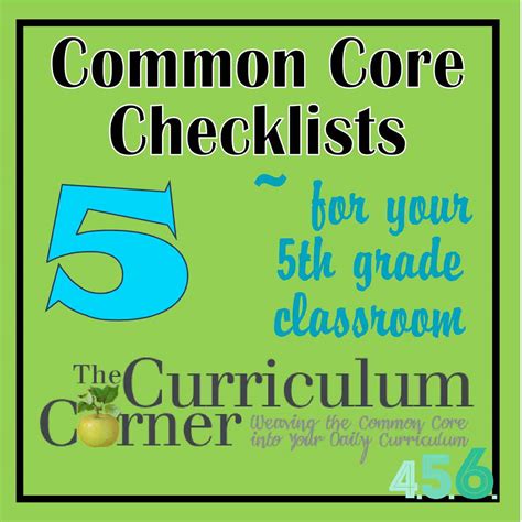 4th 5th And 6th Grade Common Core Checklists By The Curriculum Corner