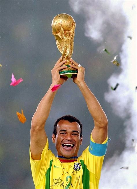 Cafu Brazils Captain Lifts The World Cup Trophy In 2002 After His