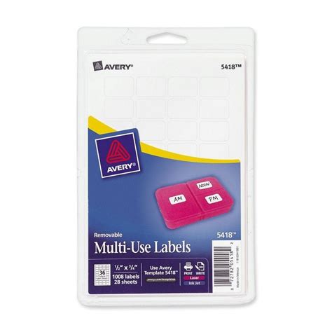 Avery Multi Use Labels 12″ X 34″ White 5418 Office Systems Aruba