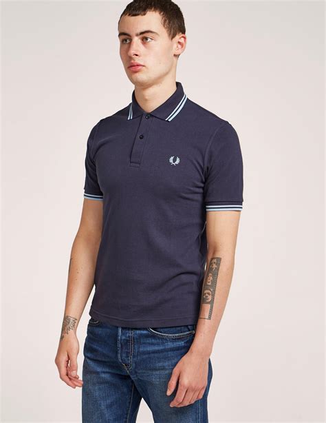 Fred Perry Cotton M Reissue Tipped Short Sleeve Polo Shirt In Navy Sky Blue For Men Lyst