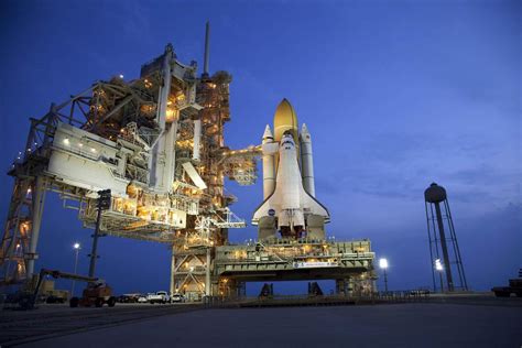 The Space Shuttle Atlantis Stands On A Mobile Launch Platform At Launch