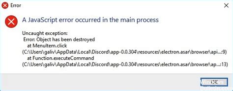 Fix A Javascript Error Occurred In The Main Process Windows Bulletin