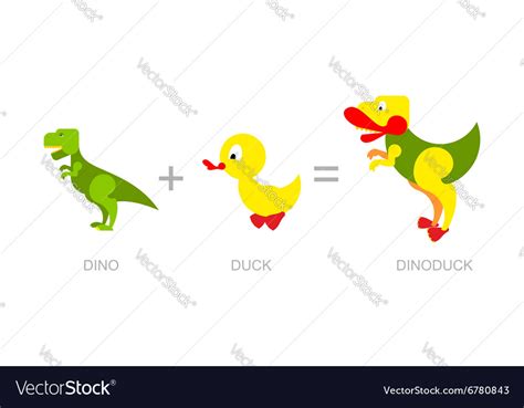 Dinosaur And Duck Dino Duck New Species Vector Image