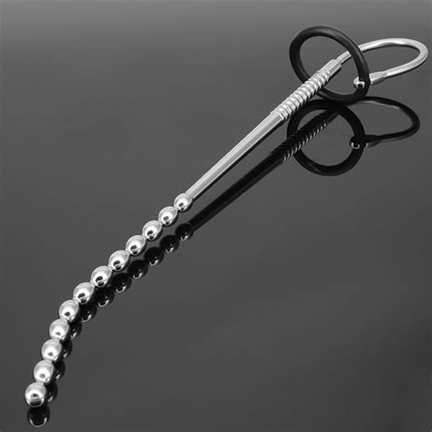 Urethral Sounding Rod Penis Plug Stainless Steel Ball Toy Offbeat Scimitar Urethral Plug