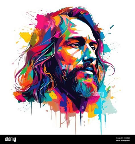 Silhouette Painting Of The Face Of Jesus Christ With Various Colors