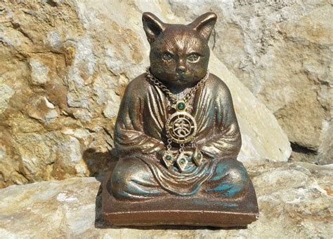 Zen Cat Handmade Figurine Yoga Meditation Ooak Garden Etsy Zen