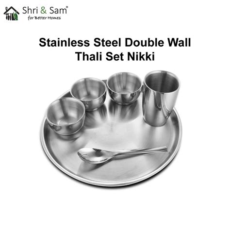 double wall thali set nikki premium stainless steel dinnerware