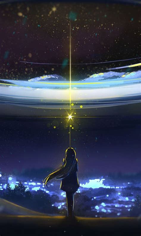 Starry Sky Anime Wallpaper Download Wallpaper 1280x800 Silhouette Night Starry Sky Girl Anime