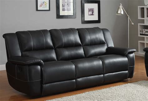 Black Bonded Leather Reclining Sofa Set Home Theater Sectional Sofa Set
