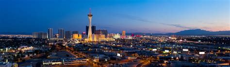 Aerial Panoramic View Of Las Vegas At Dusk Emerald Suites