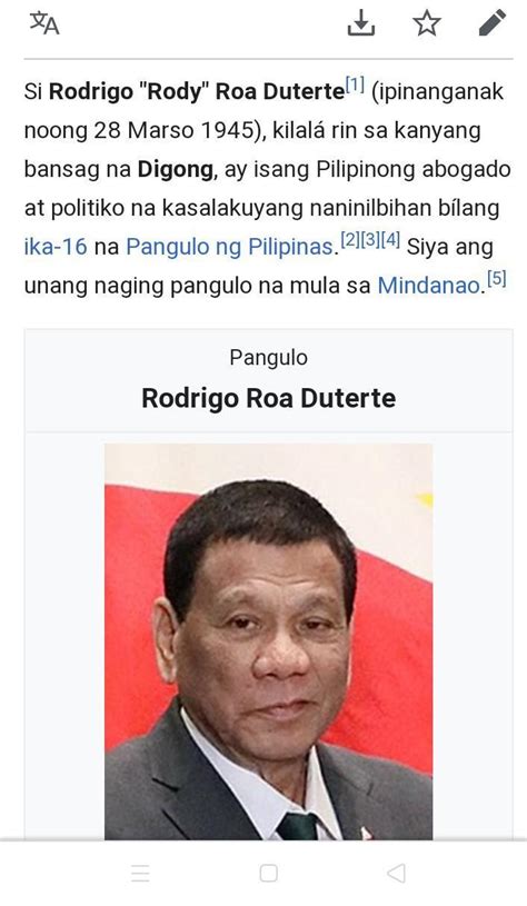Si Pangulong Rodrigo Roa Duterte Ang Ika 16 Na Pangulo Ng Pilipinas Brainly Ph