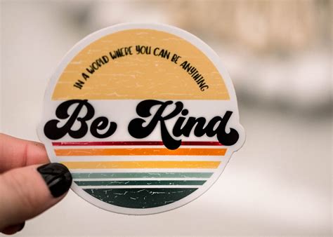 Be Kind Retro Circle Vinyl Sticker 2x2 In 3x3 In Etsy