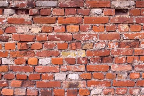 Broken Old Red Brick Wall Background Stock Image Image Of Cement