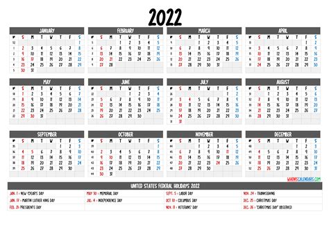 Year 2022 Calendar In Excel 2022the