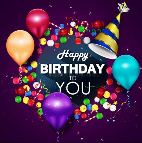Today and every day, wishing you all. Colorful Balloons Happy Birthday On Purple Background ...