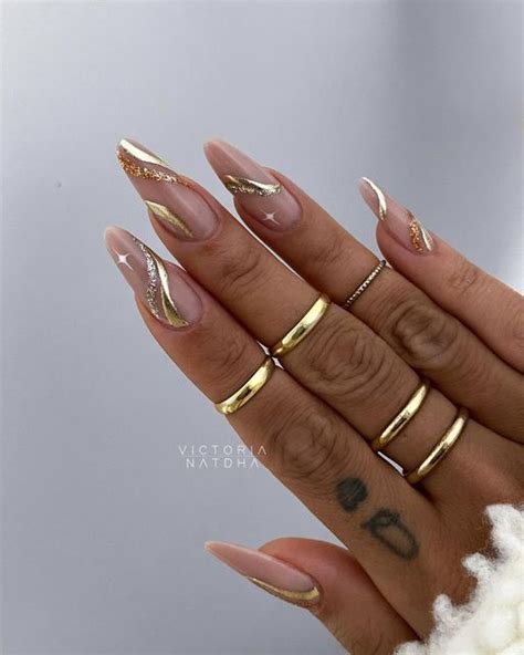 Nude Abstract Nail Design White And Brown Lines Coffin Etsy Artofit