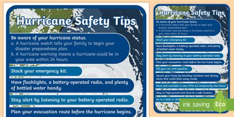 Free Hurricane Safety Tips Poster