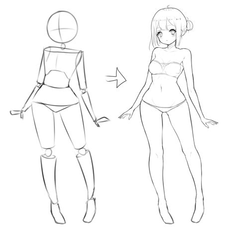 Female Body Sketch Anime Sketch Attractive Graceful Female Body Royalty Free Vector Bodenewasurk