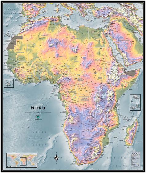Africa Physical Wall Map By Outlook Maps Mapsales