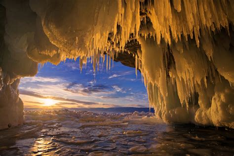 Russia Lake Winter Sunrise Sunset Baikal Ice Nature Frozen Wallpaper