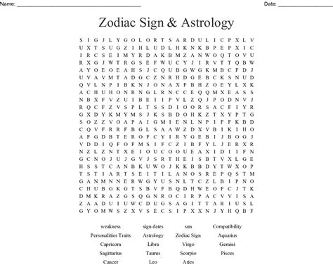 Zodiac Sign And Astrology Word Search Wordmint