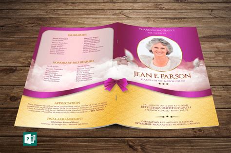 Pink Ribbon Funeral Program Publisher Template On Behance