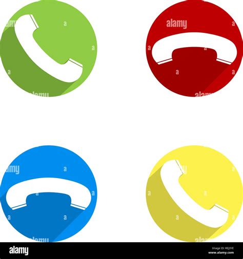 Set Of Round Phone Receiver Icons Flat Icon Inside A Circle Red