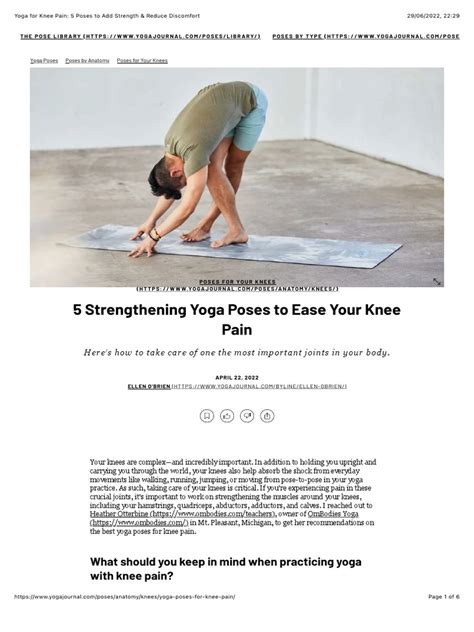 Yoga For Knee Pain 5 Poses To Add Strength And Reduce Discomfort Pdf