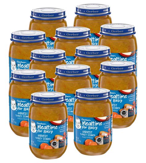 12 Pack Gerber Mealtime For Baby 3rd Foods Harvest Turkey Dinner Baby