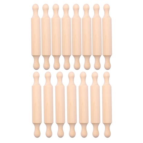 15 Pieces Wooden Mini Rolling Pin 6 Inches Long Kitchen Baking Rolling