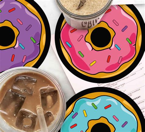 Colorful Donuts Modern Drink Coaster Tenstickers