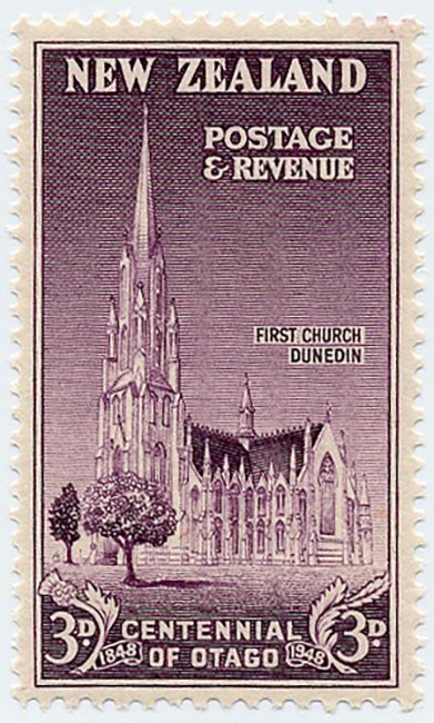 First Church Dunedin Otago Centennial Stamp Scots Te Ara