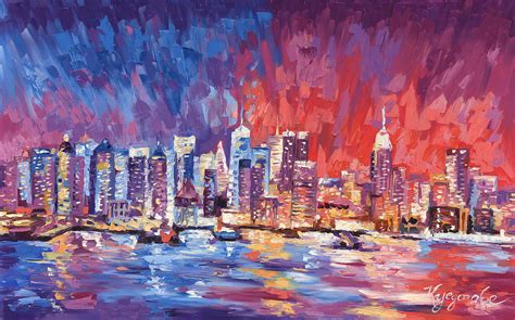 New York City Skyline 02 Painting By Paul Kyegombe