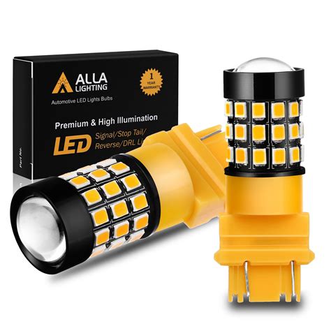 Alla Lighting Newly Upgraded T25 Wedge 3156 3157 Led Bulbs Amber