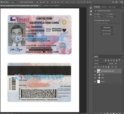 Texas Id Card Psd Template Driving License Template