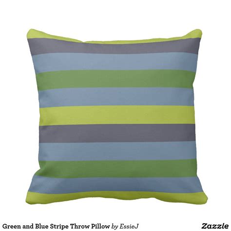 Green And Blue Stripe Throw Pillow With Images Pillows Throw