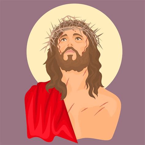 Premium Vector Jesus Christ With Crown Of Thorns