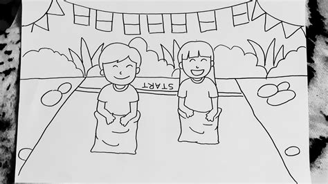Menggambar Anak Lomba 17 An Balap Karung Hut Kemerdekaan Ri Youtube