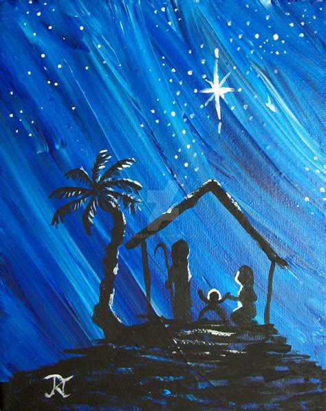 Nativity Starscape 2 By Ridesfire Christmas Paintings On Canvas