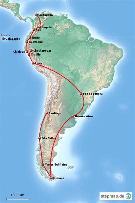 Stepmap Südamerika Reise Landkarte Für Südamerika
