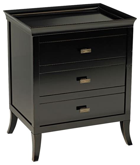 Contemporary, scandi and heritage styles. Trio Moderne Three Drawer Black End or Bedside Table