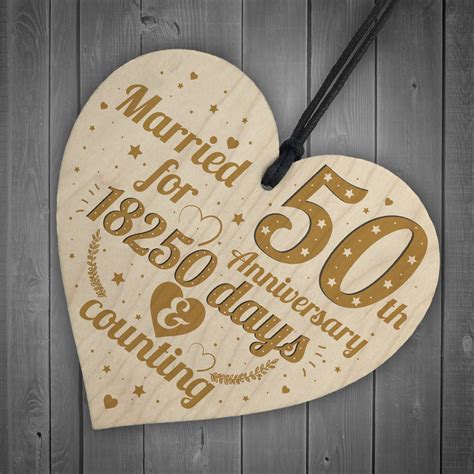 50th Wedding Anniversary Wood Heart T Gold Fifty Years T For