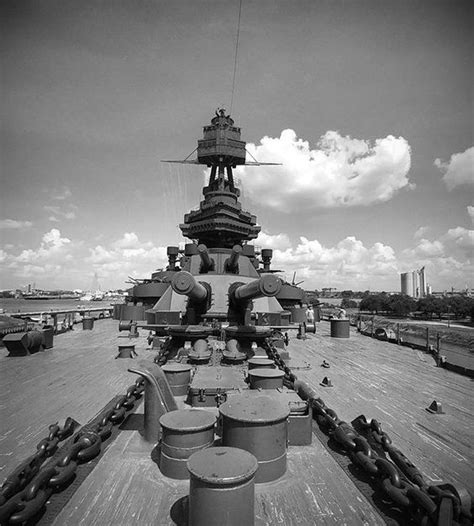Front View Of The Usn Battleship Uss Texas Bb 35 Moored As A Museum
