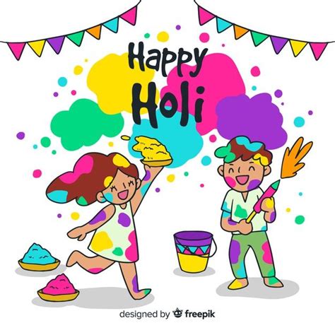 Hand Drawn Children Holi Festival Background Happy Holi Images Holi