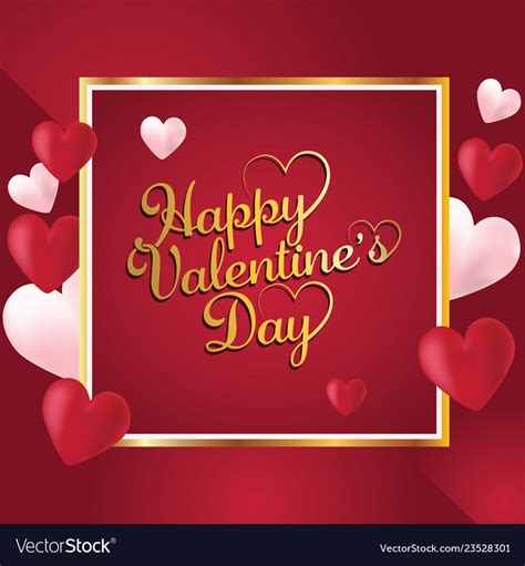 Happy Valentines Day Romantic Greeting Card Vector Image