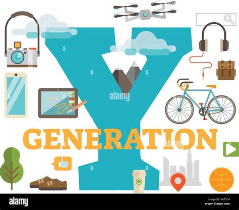 Generation Y Themed Title Scene Showing Millennial Themed Objects And A